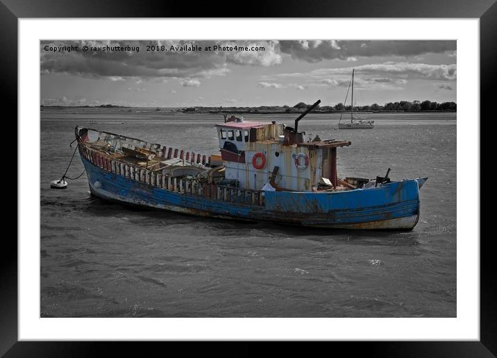 Old Boat On River Exe Framed Mounted Print by rawshutterbug 