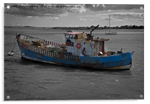 Old Boat On River Exe Acrylic by rawshutterbug 