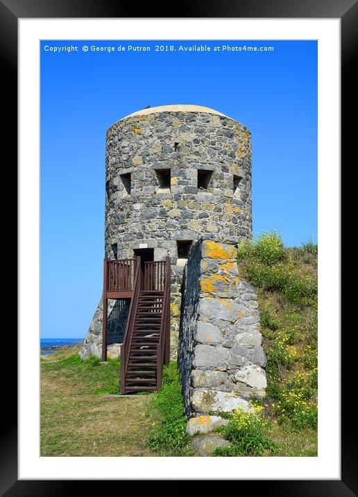 Martello Tower no 11, Rousse Headland, Guernsey. Framed Mounted Print by George de Putron