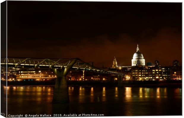 St Paul's Cathedral at night  Canvas Print by Angela Wallace