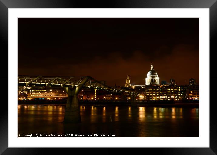 St Paul's Cathedral at night  Framed Mounted Print by Angela Wallace