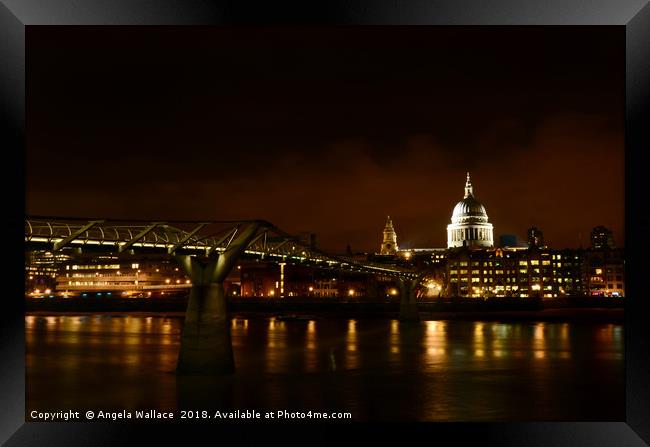 St Paul's Cathedral at night  Framed Print by Angela Wallace