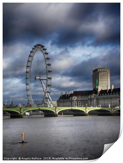 The London Eye  Print by Angela Wallace
