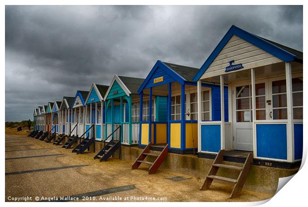 Beach huts at Southwold                    Print by Angela Wallace