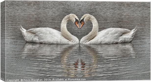 Swans Heart To Heart Sketch Style Drawing Canvas Print by Kevin Maughan