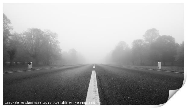 Low view down Foggy road  Print by Chris Rabe