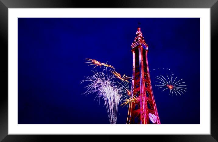 Blackpool Firework Festival     Framed Mounted Print by Victor Burnside