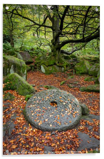 Autumn Peak District Millstone Acrylic by Andy McGarry