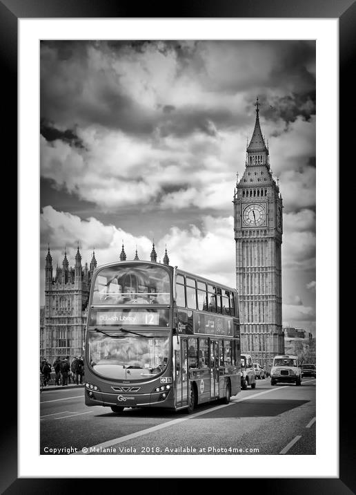 LONDON Houses of Parliament and traffic Framed Mounted Print by Melanie Viola