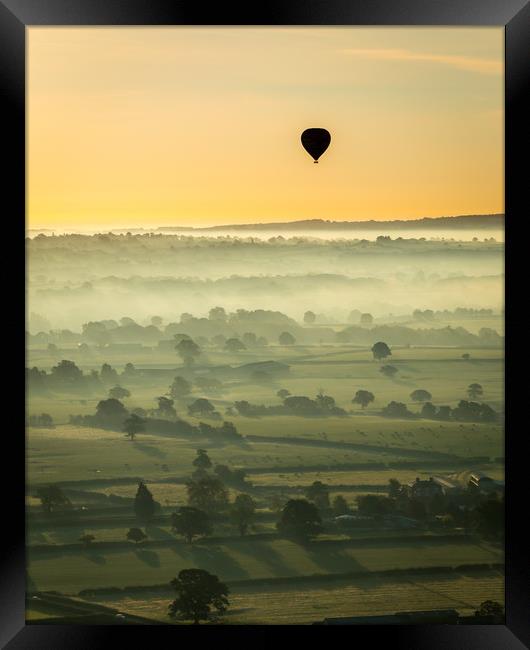 Hot Air Balloon at Sunrise Framed Print by Sebastien Greber