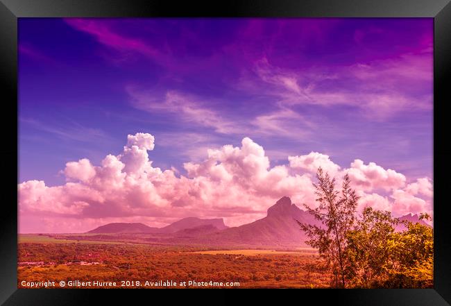Mauritius' Mountain Range Panorama Framed Print by Gilbert Hurree