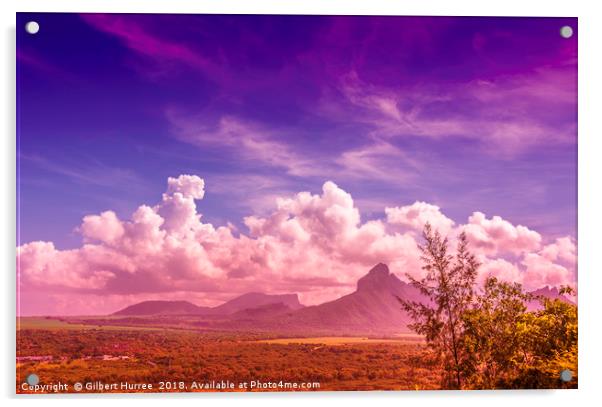 Mauritius' Mountain Range Panorama Acrylic by Gilbert Hurree