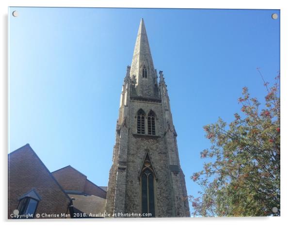 Lewisham Tall Church Spire Building Blue Sky Print Acrylic by Cherise Man