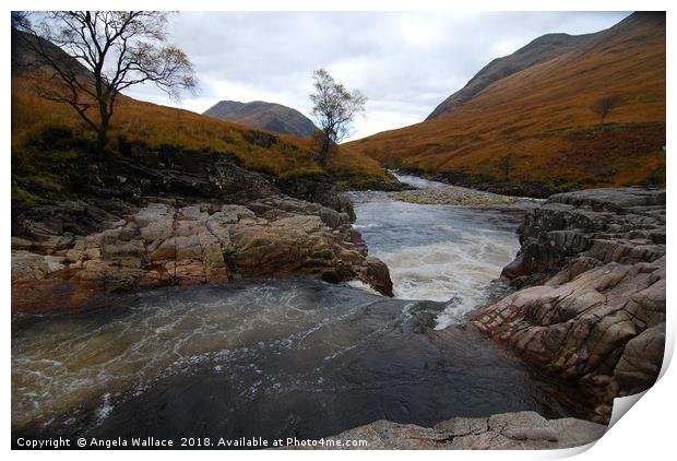 The river at Glen  Etive Print by Angela Wallace