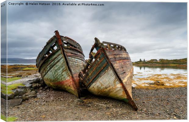 Wrecks at Salen on the Isle of Mull Canvas Print by Helen Hotson