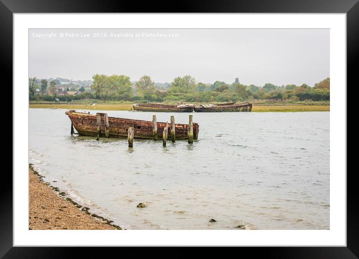 Wrecks on the banks of the River Medway, Kent Framed Mounted Print by Robin Lee