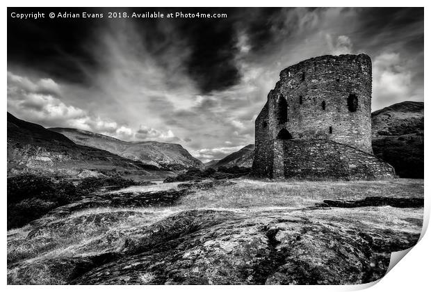 Dolbadarn Castle Print by Adrian Evans