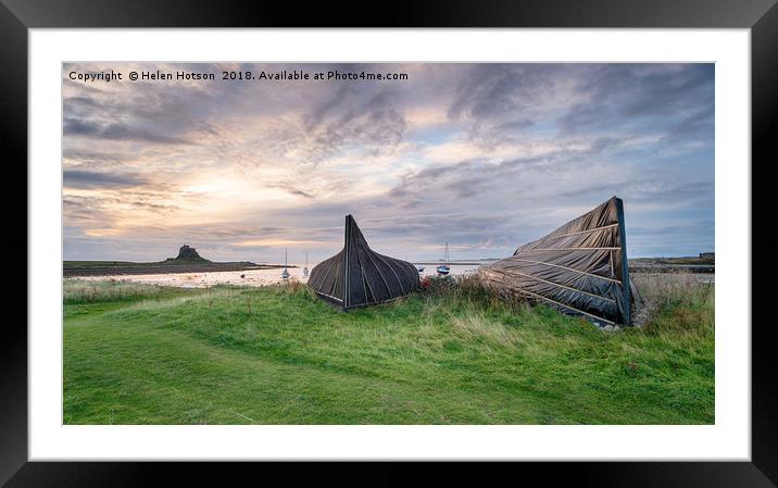 Boathouses at Lindisfarne Framed Mounted Print by Helen Hotson