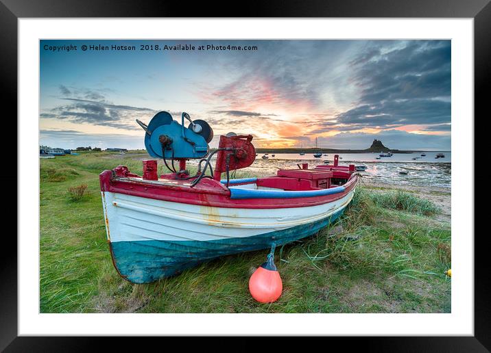 Fishing Boats at Lindisfarne Harbour Framed Mounted Print by Helen Hotson
