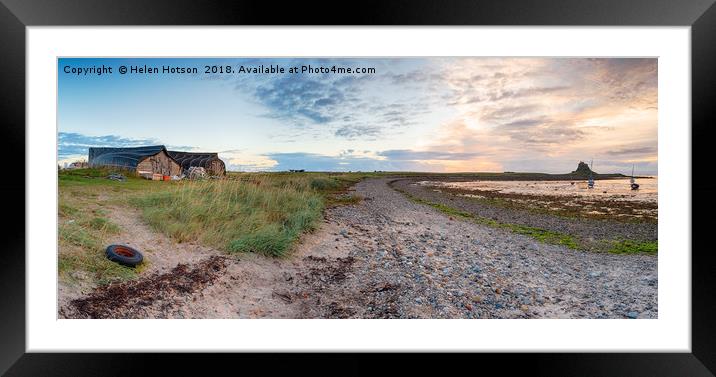 Boat Houses at Lindisfarne Framed Mounted Print by Helen Hotson