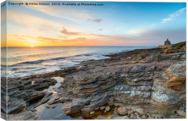 Sunrise at Howick Canvas Print by Helen Hotson