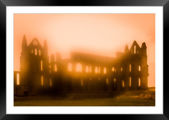 Foggy Whitby Abbey Framed Mounted Print by Mike Lanning