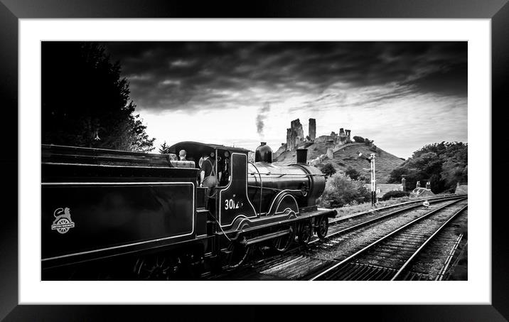 Steam Locomotive BR30120 at Corfe Castle Station Framed Mounted Print by Mike Lanning
