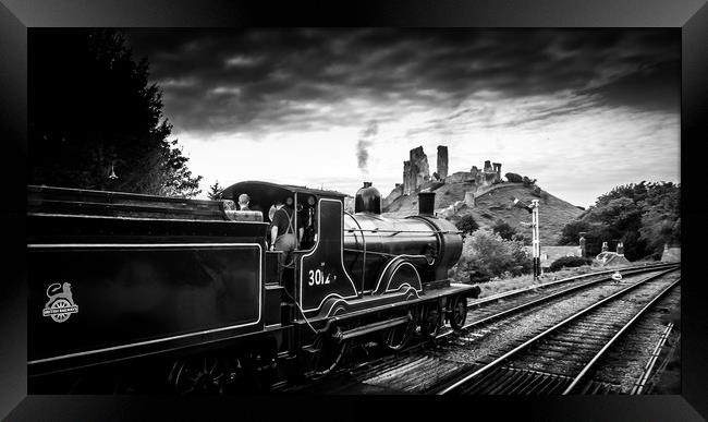 Steam Locomotive BR30120 at Corfe Castle Station Framed Print by Mike Lanning