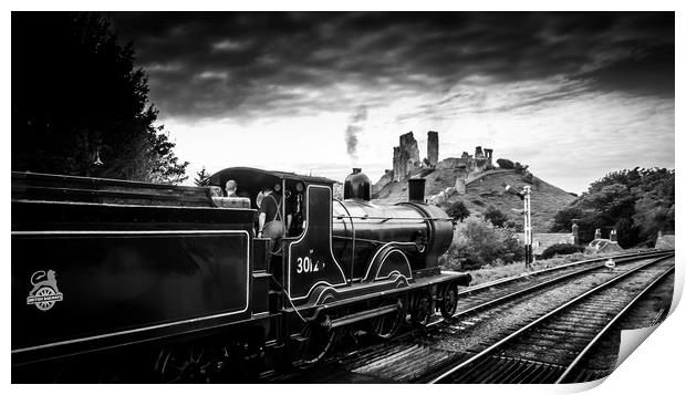 Steam Locomotive BR30120 at Corfe Castle Station Print by Mike Lanning