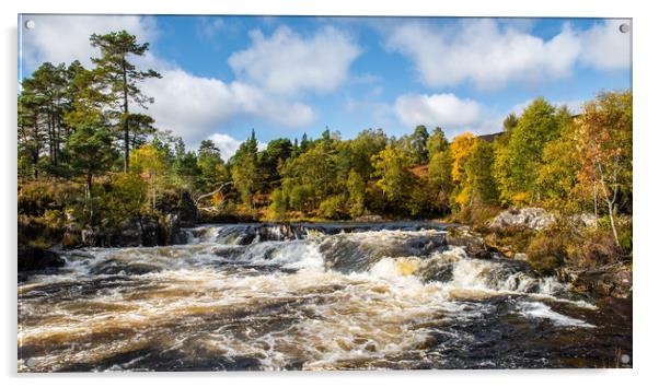 Autumn at the waterfalls on the River Affric Acrylic by George Robertson