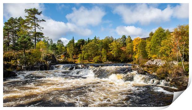 Autumn at the waterfalls on the River Affric Print by George Robertson