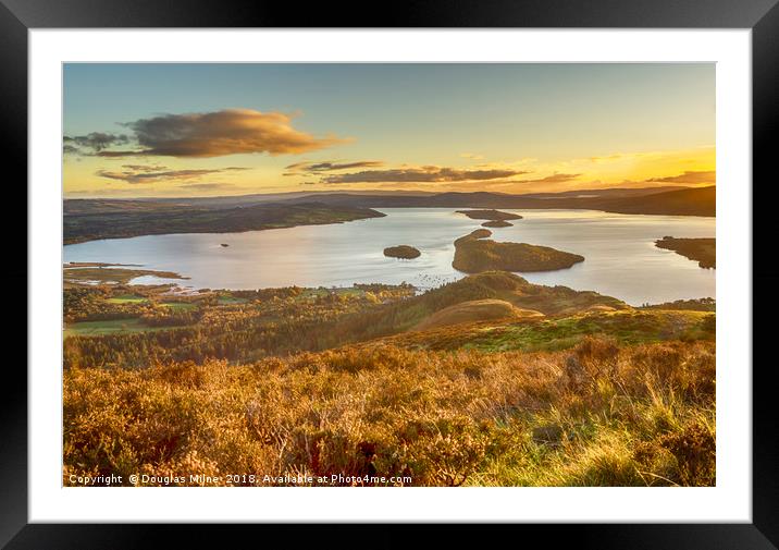 Sunset over Loch Lomond Framed Mounted Print by Douglas Milne