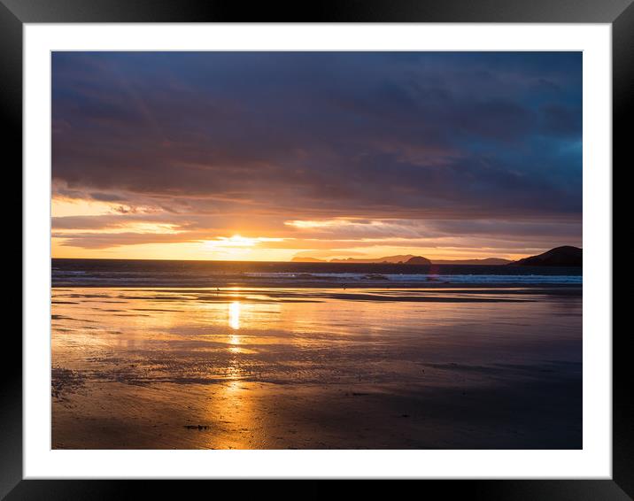 Newgale Beach Sunset. Framed Mounted Print by Colin Allen