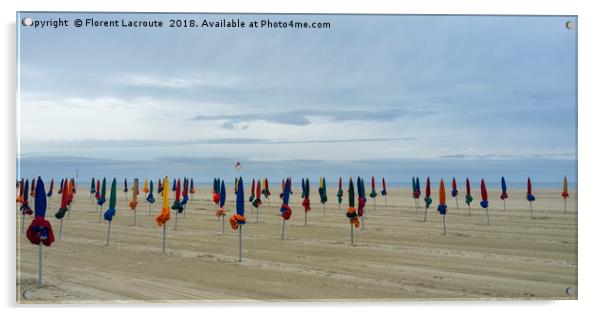Deauville beach on a cloudy morning, Normandy Acrylic by Florent Lacroute
