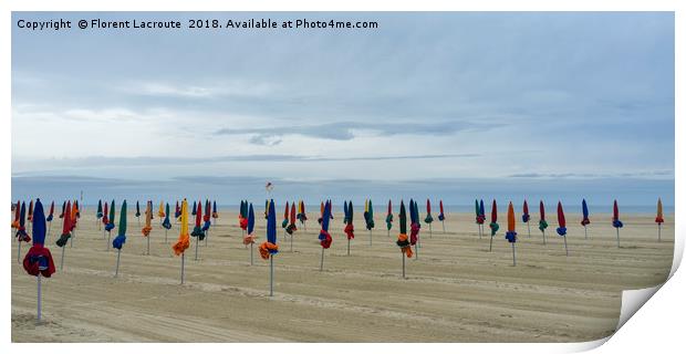 Deauville beach on a cloudy morning, Normandy Print by Florent Lacroute