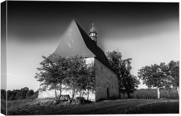 Old church in the summer field.  Canvas Print by Sergey Fedoskin