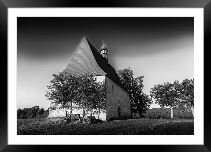 Old church in the summer field.  Framed Mounted Print by Sergey Fedoskin