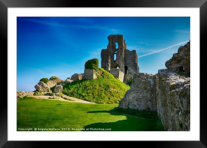 Corfe Castle and gardens                    Framed Mounted Print by Angela Wallace