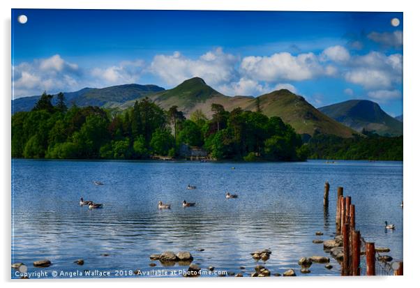 Derwent Water and the  Cat Bells               Acrylic by Angela Wallace