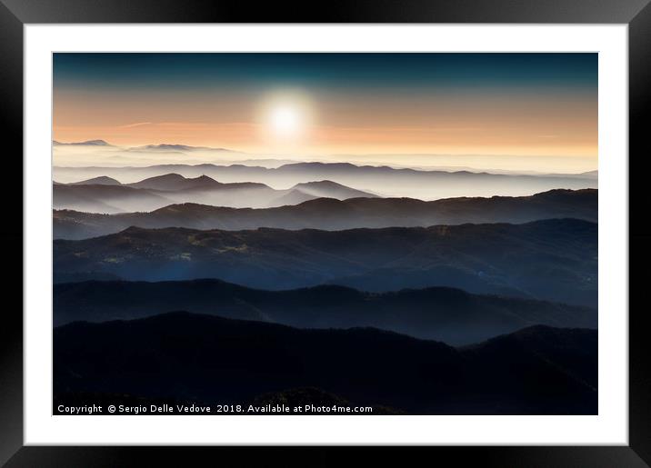 the sun over the mountains Framed Mounted Print by Sergio Delle Vedove