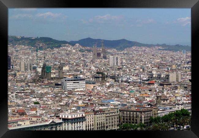 Barcelona skyline cityscape in Catalonia Spain Framed Print by Andy Evans Photos