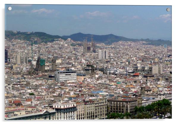 Barcelona skyline cityscape in Catalonia Spain Acrylic by Andy Evans Photos