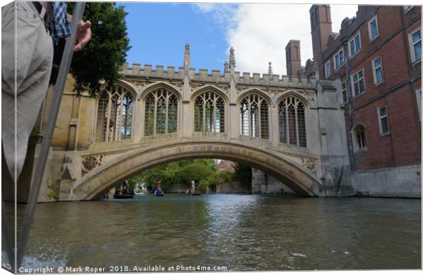 Bridge of Sighs at St John's College in Cambridge  Canvas Print by Mark Roper