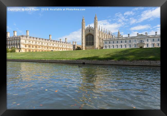 Clare and Kings College viewed from River Cam in C Framed Print by Mark Roper