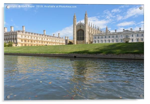 Clare and Kings College viewed from River Cam in C Acrylic by Mark Roper