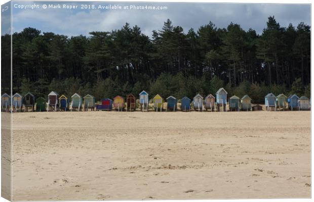 Beach huts at Wells-next-the-Sea Canvas Print by Mark Roper