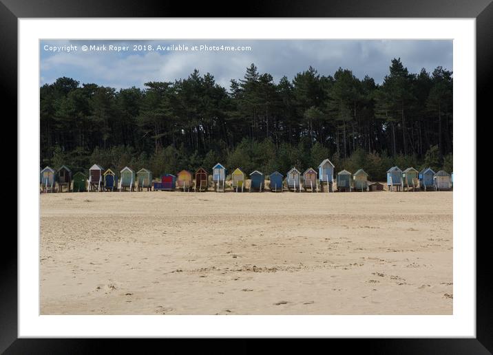 Beach huts at Wells-next-the-Sea Framed Mounted Print by Mark Roper