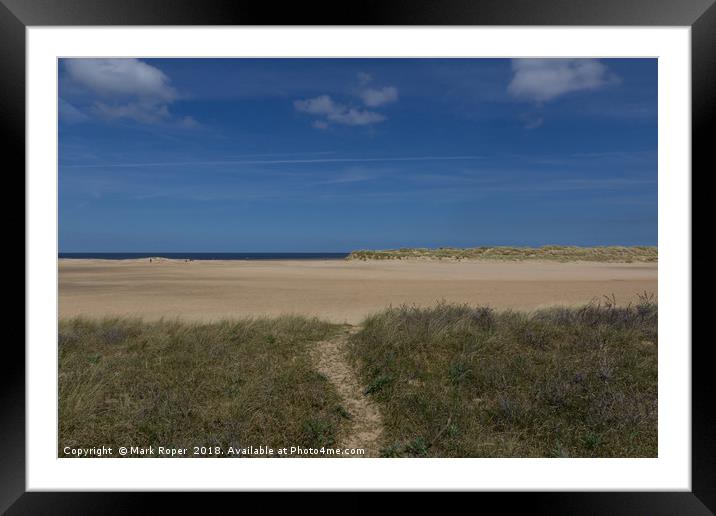 Sand dunes and the beach at Wells-next-the-Sea Framed Mounted Print by Mark Roper