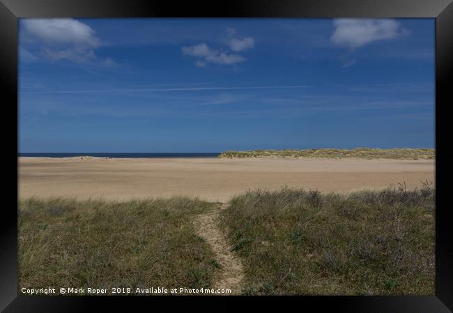Sand dunes and the beach at Wells-next-the-Sea Framed Print by Mark Roper