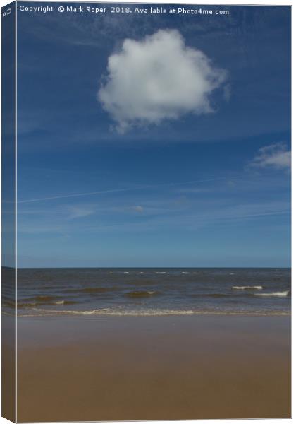 Sand and beautiful cloud at Wells-next-the-Sea  Canvas Print by Mark Roper